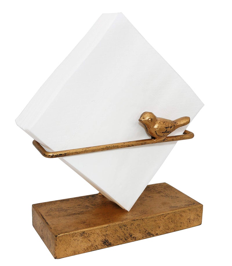 Owlgift Freestanding Classic Cocktail Napkin Holder with Cast Iron Bird Design, Tabletop Tissue Dispenser, Bronze - Image 1